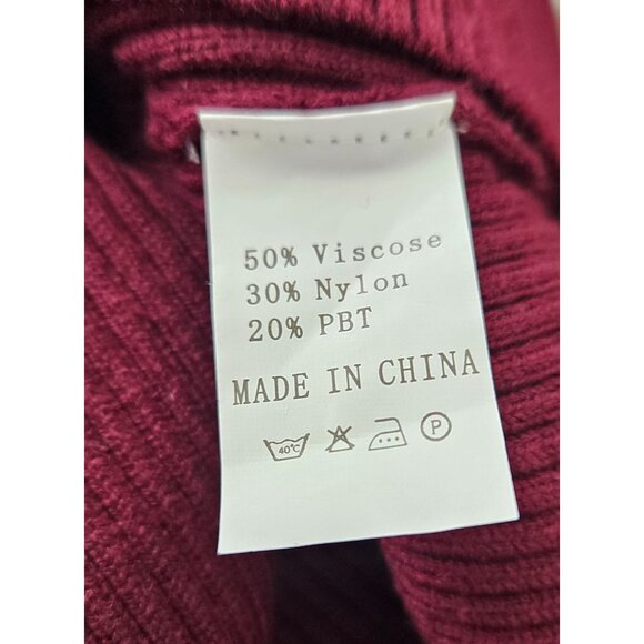 Anrabess Womens Ribbed Knit Sweater Dress Long Sleeve Bodycon Burgundy Size L - Picture 11 of 11